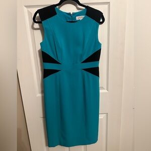 Kasper Teal and Black Sleeveless Dress